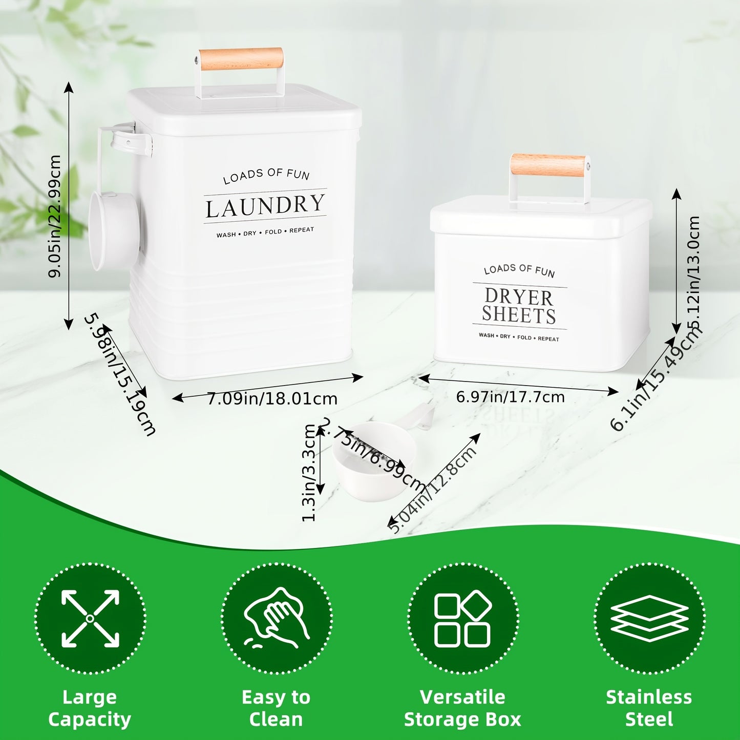 Nutshell modern farmhouse laundry storage bin set with large capacity and easy-to-use design