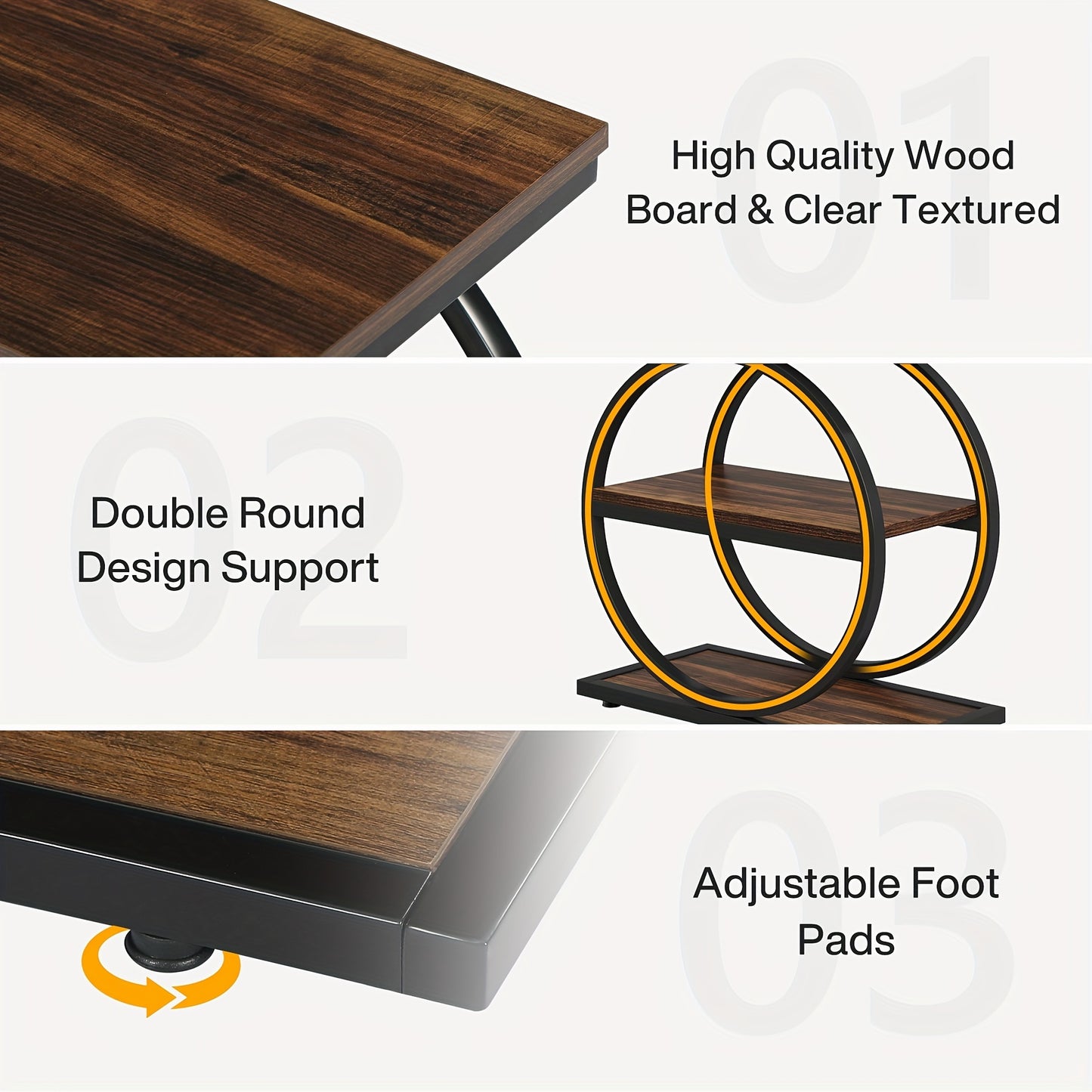 Narrow End Table With 3 Storage Shelves featuring high-quality wood and adjustable foot pads