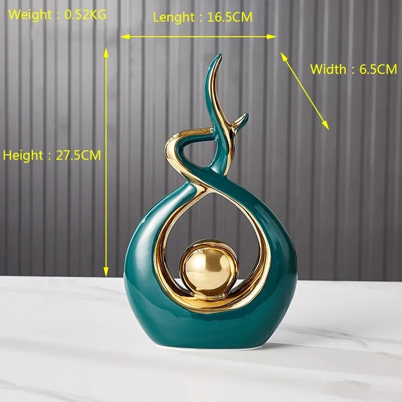 Nutshell decorative vase featuring modern design in teal and gold for Nordic home decor figurines