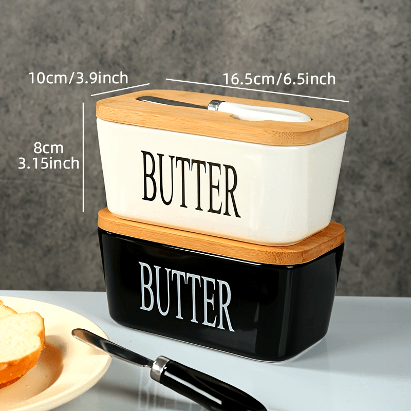 Nutshell porcelain butter box with bamboo lid for stylish kitchen storage and butter serving