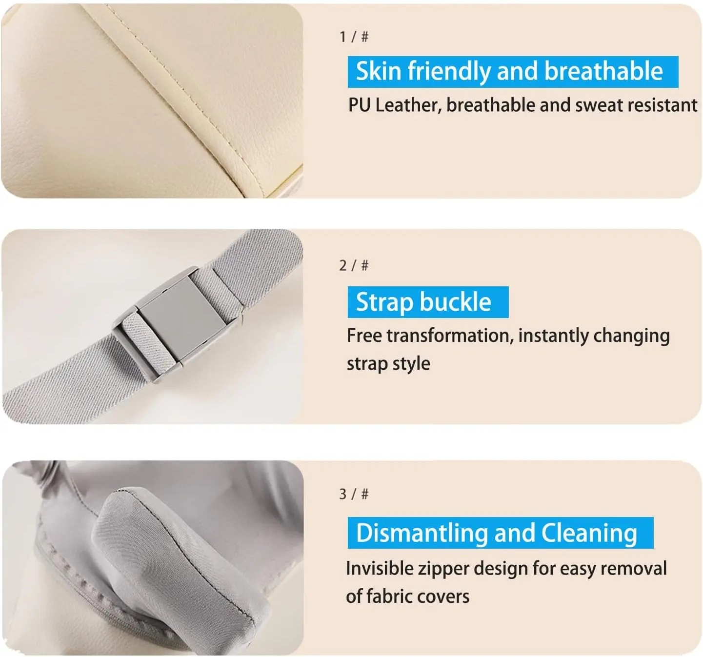 Nutshell wireless neck and shoulder massager with skin friendly PU leather adjustable strap buckle and removable cover
