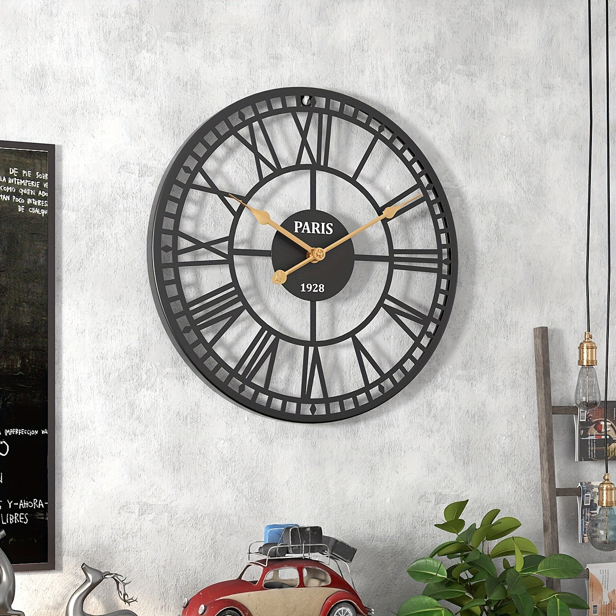 Nutshell Roman numeral wall clock with elegant design and vintage Paris theme for stylish home decor