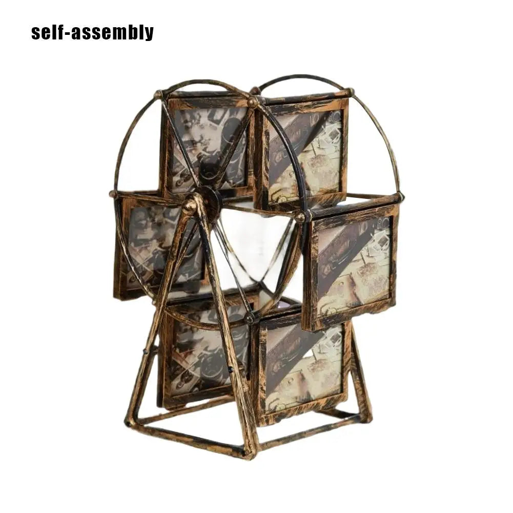 Rotating Ferris wheel photo frame with vintage-style picture slots for cherished memories