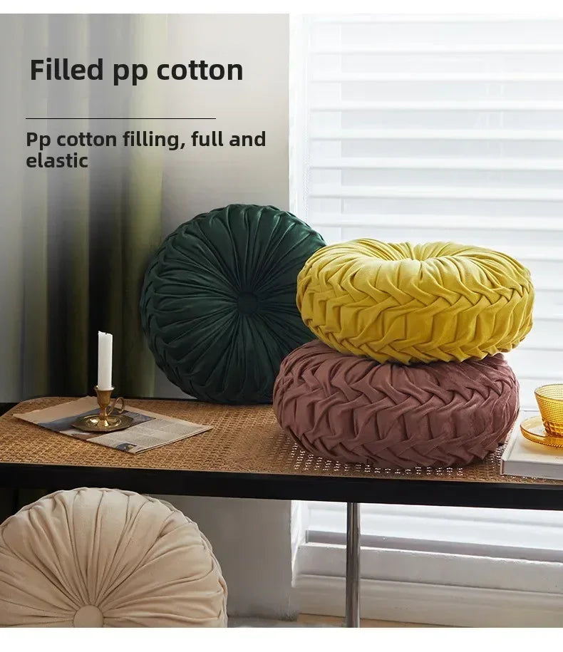 Nutshell round pumpkin pillow cushions in green yellow and brown with soft filled pp cotton for home decor