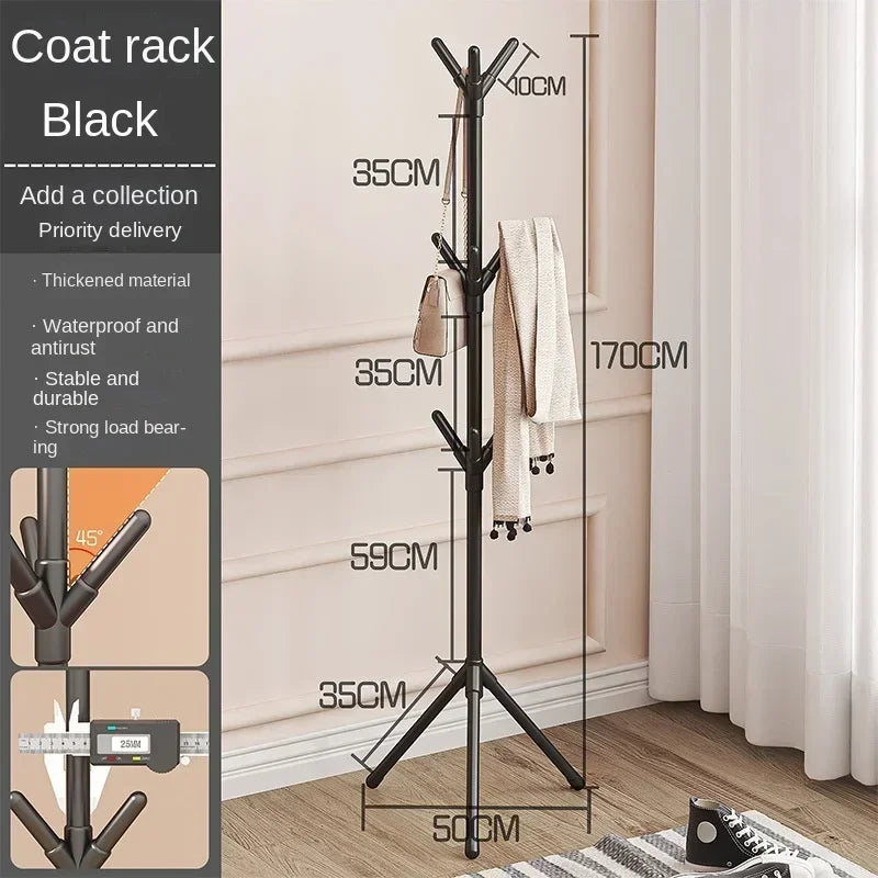 Nutshell black metal tree branch coat rack freestanding hall coat stand with multiple hooks 170cm tall