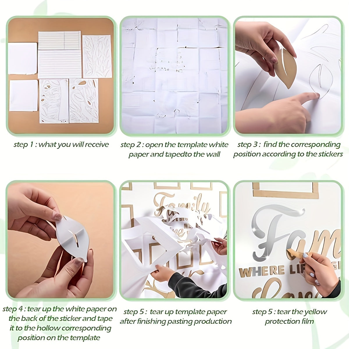 Step-by-step guide for using self-adhesive family tree frames for easy wall decoration