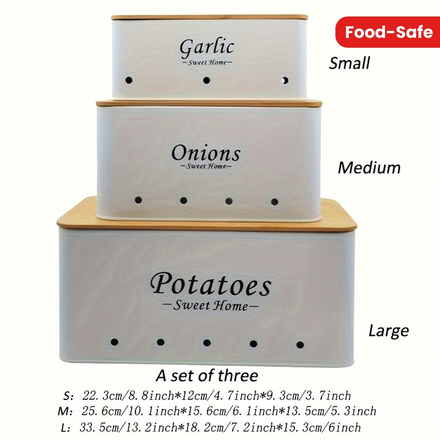 Nutshell shatterproof kitchen canister set shown in three sizes for organized food storage