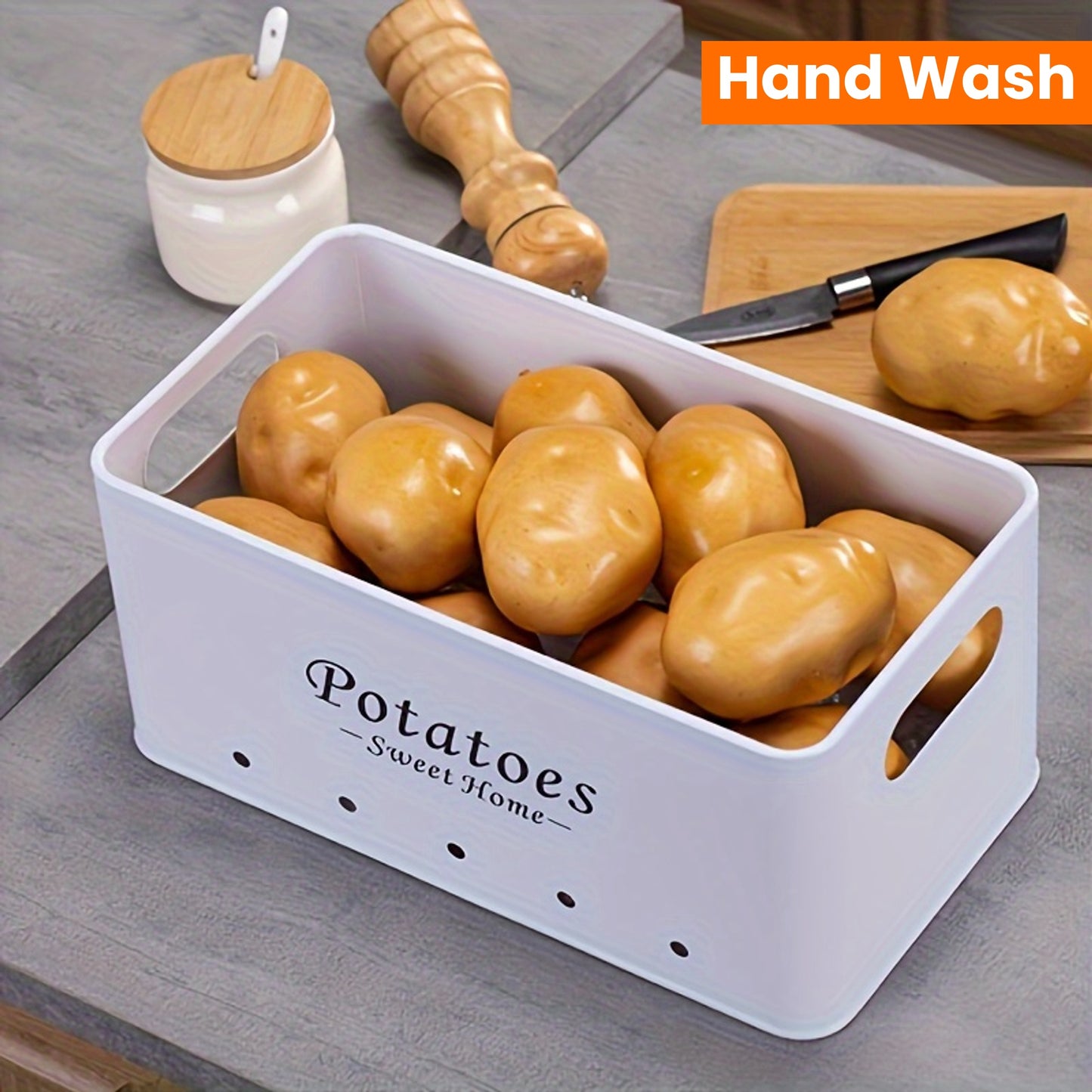 Nutshell shatterproof kitchen canister set with Potatoes Sweet Home design, perfect for organizing vegetables