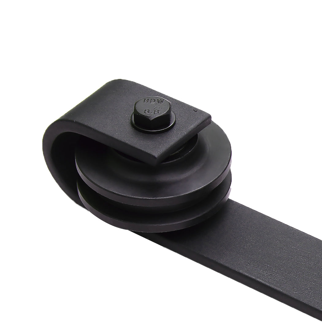 Nutshell black metal sliding barn door hardware wheel and track component for home decor