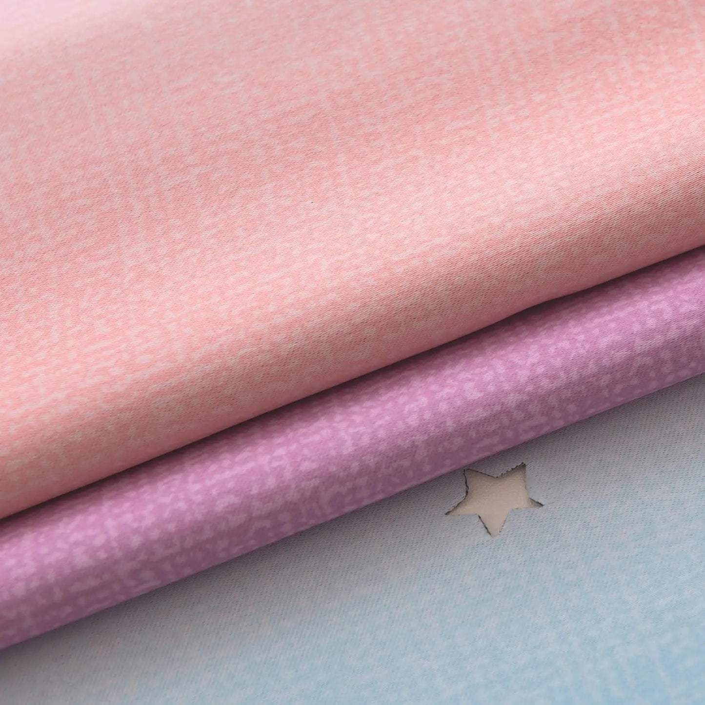 Colorful Rainbow Twinkle Star Curtains pastel pink purple blue fabric layers with cutout star detail for nursery