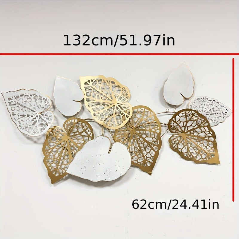 Super Large luxury leaf wall hanging in metallic gold and white designs for elegant home decor