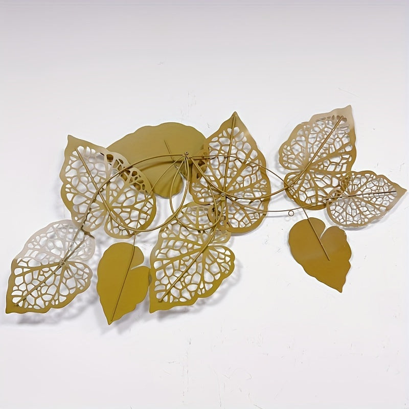 Super Large luxury leaf wall hanging in gold, featuring intricate leaf designs for elegant home decor