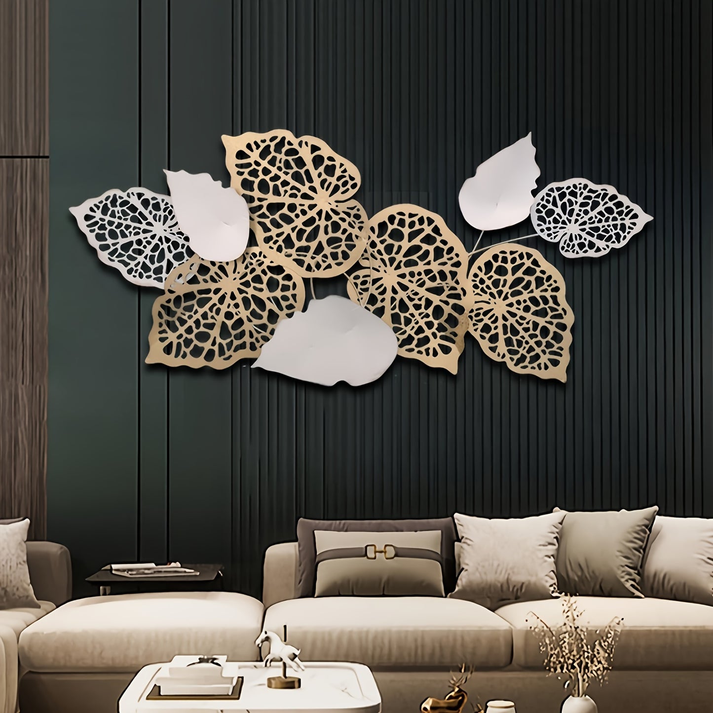 Super Large luxury leaf wall hanging in intricate design, perfect for modern home decor.