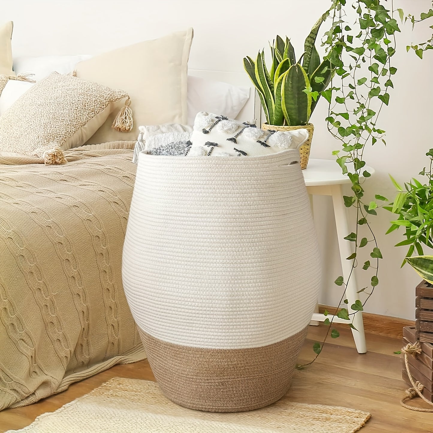 Nutshell Tall Wicker Large Laundry Hamper with a stylish design for organizing clothes and linens