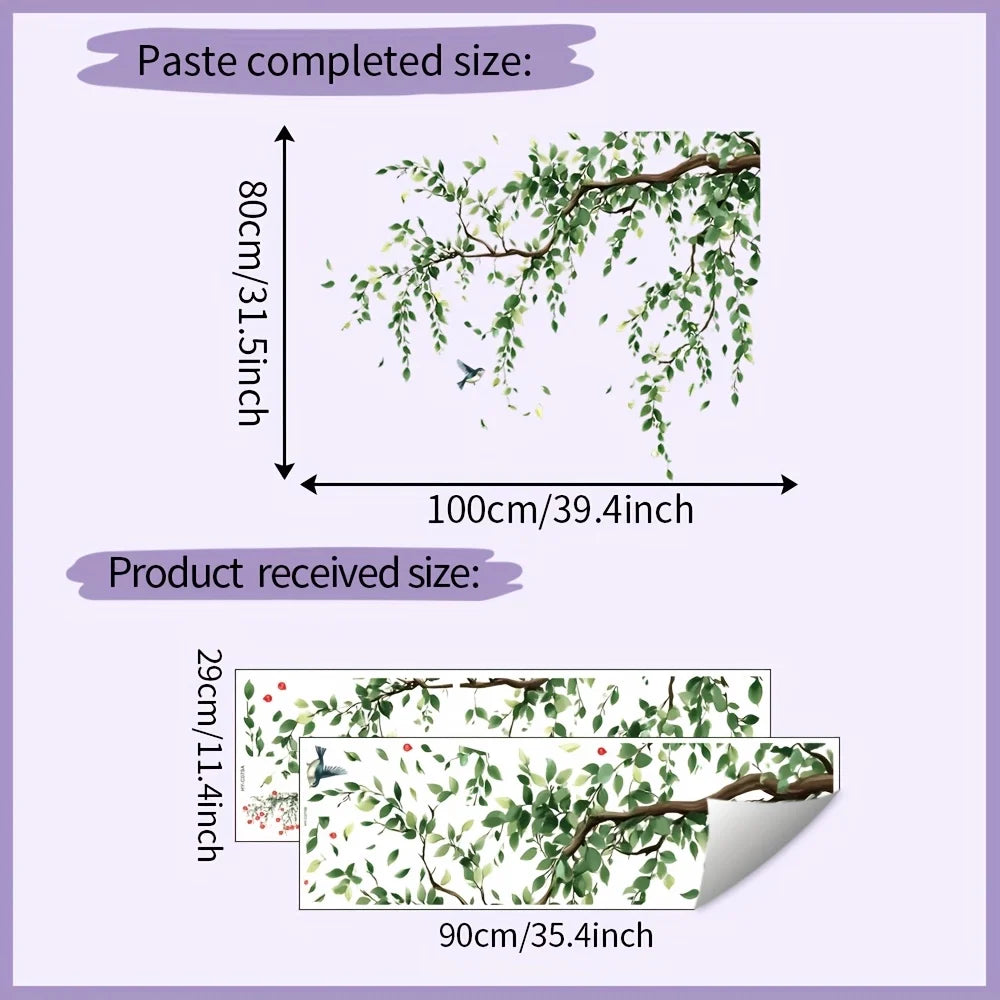 Tree branch wall stickers in green, ideal for decorating any room with a natural touch