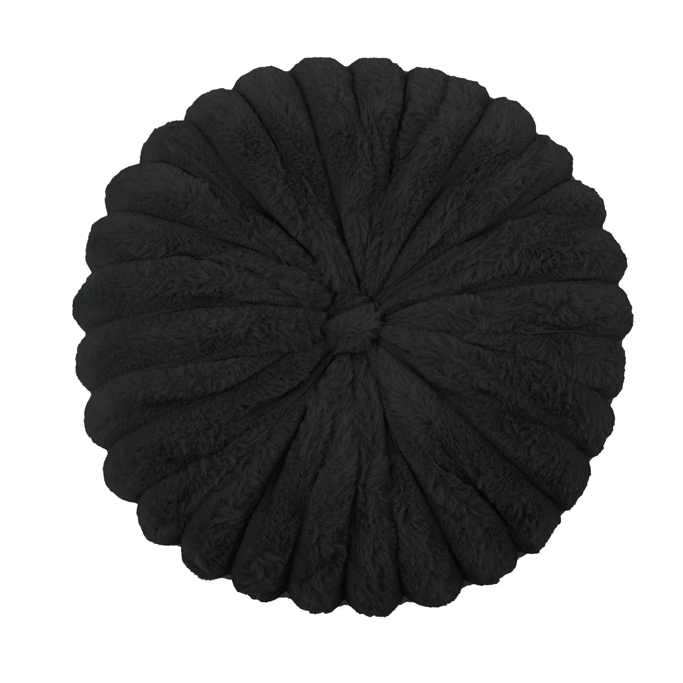 Nutshell black round pumpkin pillow cushion with textured fabric and tufted center