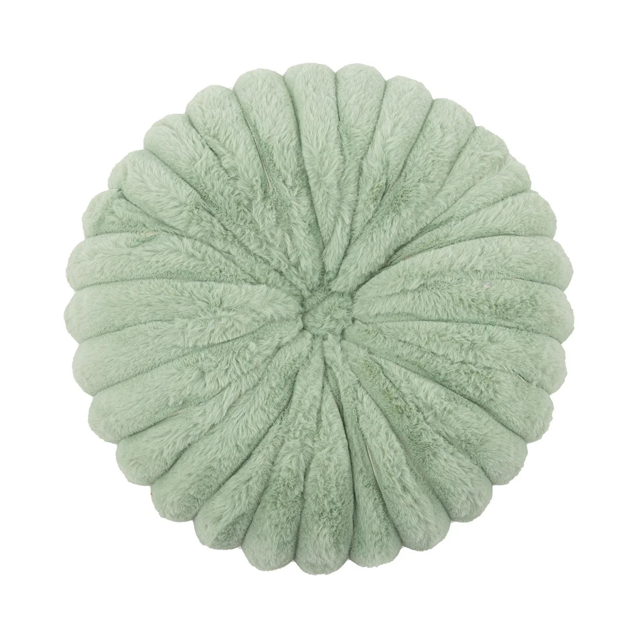 Nutshell soft green round pumpkin pillow cushion with plush textured fabric for home decor