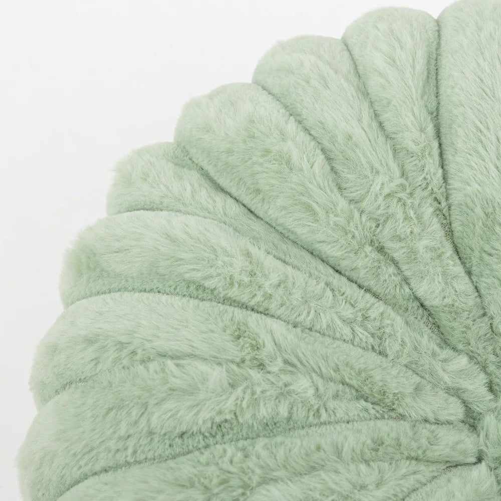 Nutshell soft green round pumpkin pillow cushion with plush textured fabric detail