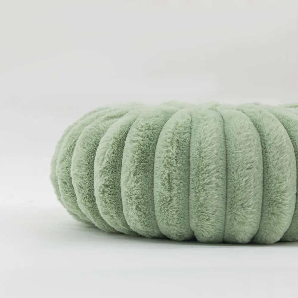 Nutshell soft green round pumpkin pillow cushion with plush textured fabric for cozy decor