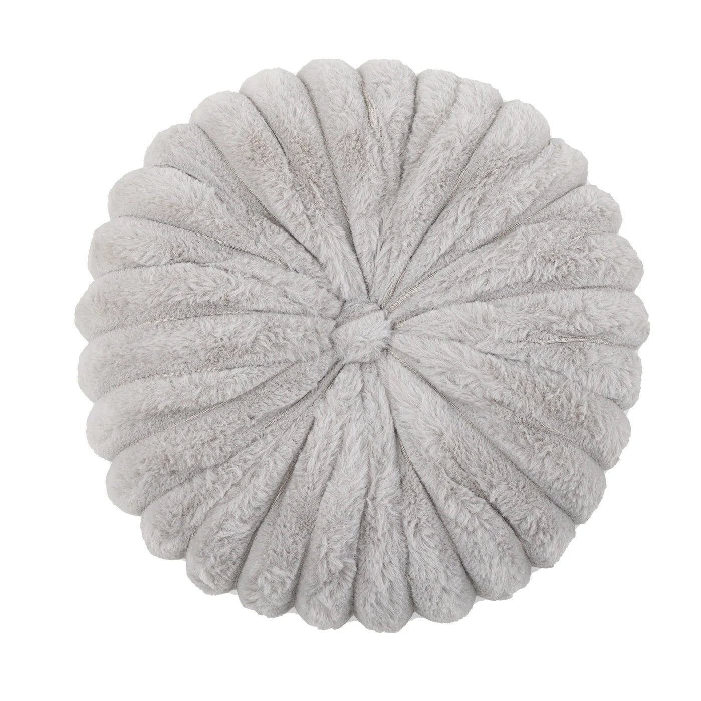 Nutshell round pumpkin pillow in soft gray plush fabric decorative cushion