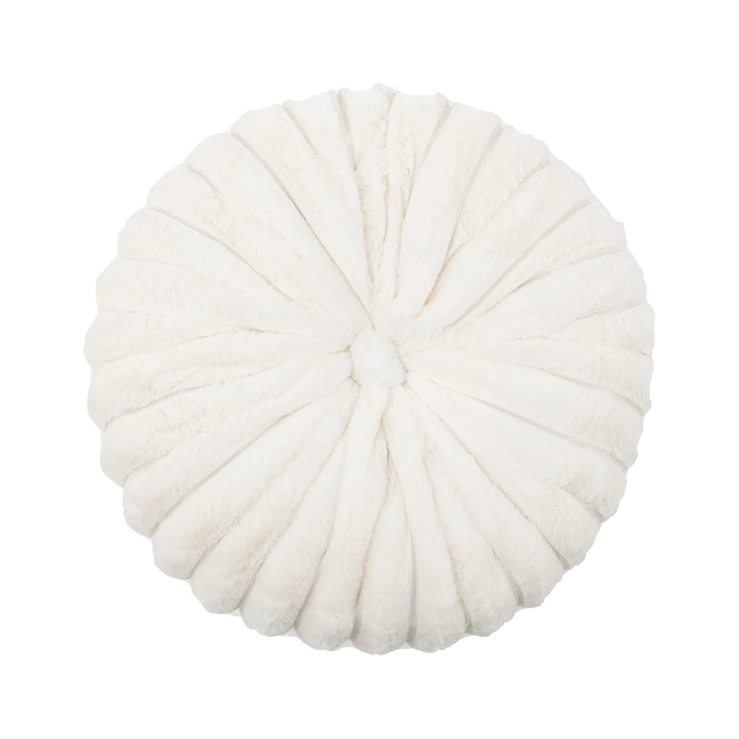 Nutshell round pumpkin pillow in soft white plush fabric decorative cushion