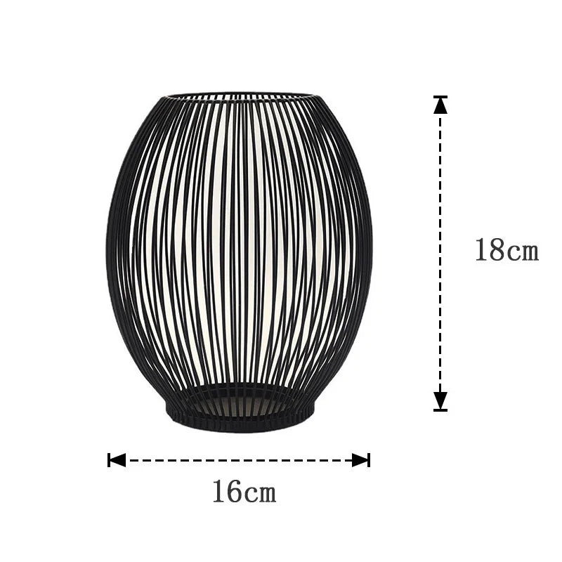 Nutshell vintage candle holder lanterns in black wire design, measuring 16cm wide and 18cm tall