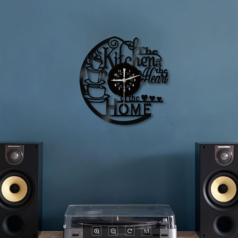 Nutshell vintage kitchen wall clock with decorative coffee cup design for a charming kitchen decor