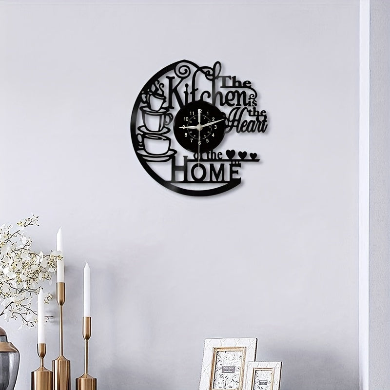 Nutshell vintage kitchen wall clock featuring coffee cup design with elegant script for home decor