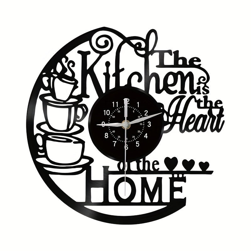 Nutshell vintage kitchen wall clock featuring coffee cups and decorative text for a cozy home