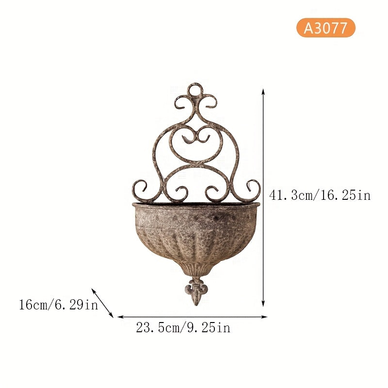 Vintage Metal Wall Mounted Hanging Planter with Chains for Decorative Indoor and Outdoor Displays