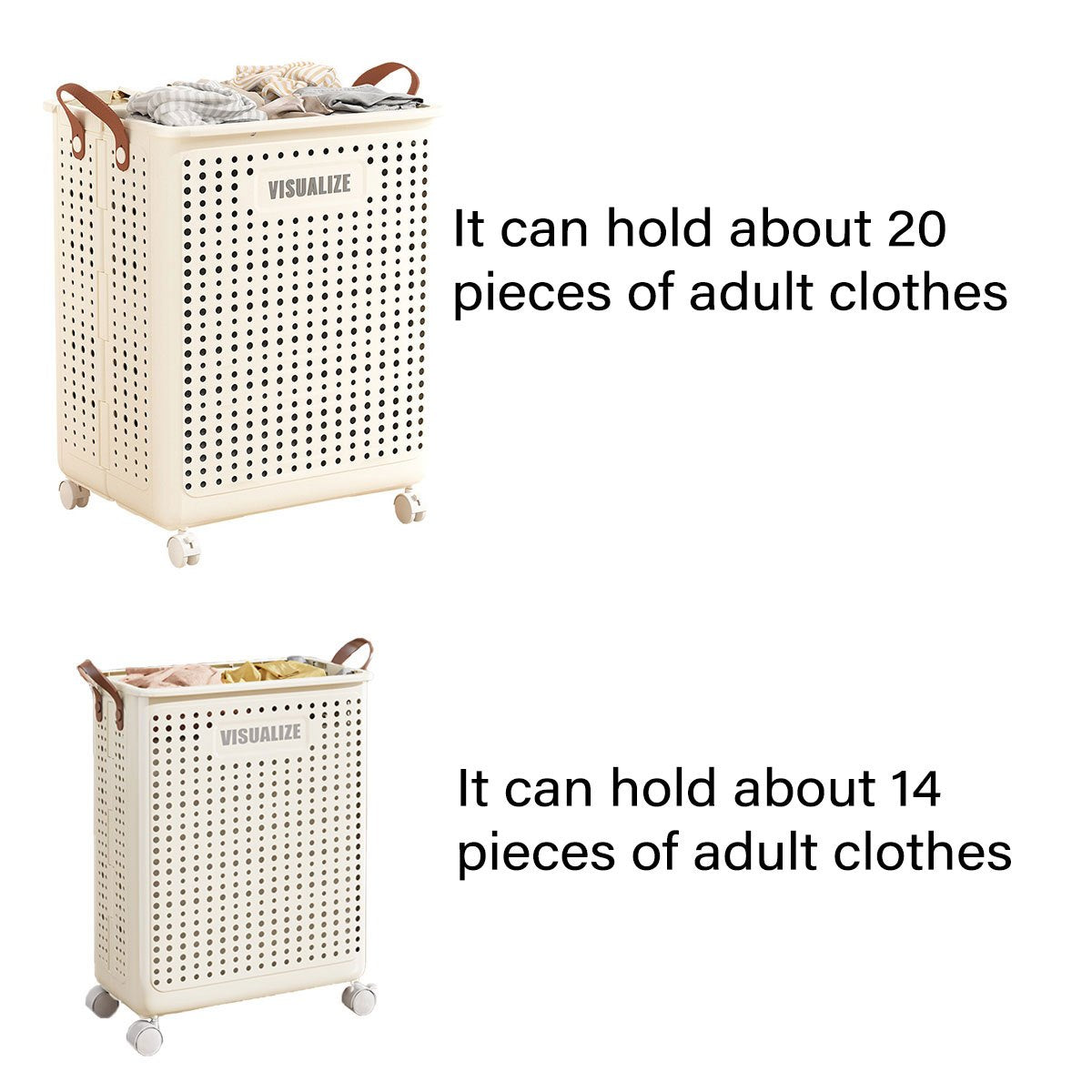 Nutshell large foldable laundry hamper with sturdy design and wheels for easy transport
