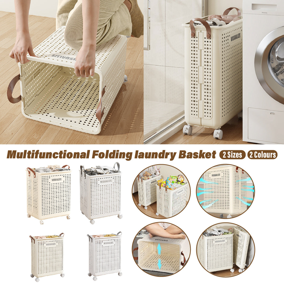 Nutshell large foldable laundry hamper with wheels and stylish design for easy storage and transport