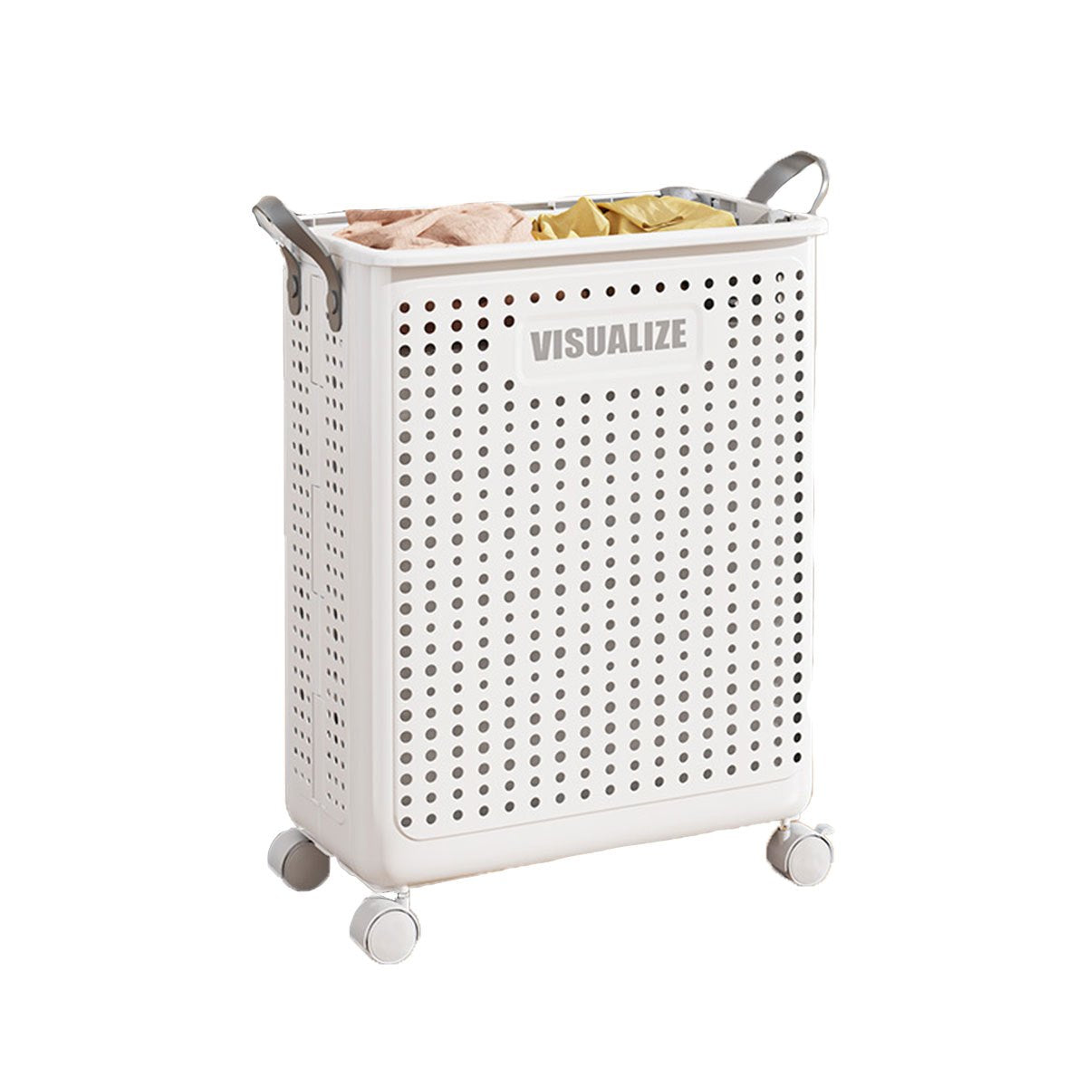 Nutshell large foldable laundry hamper with wheels and ventilation holes for easy transport and organization