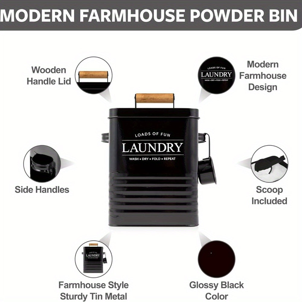 Nutshell wall-mounted laundry storage with modern farmhouse design and wooden handle lid