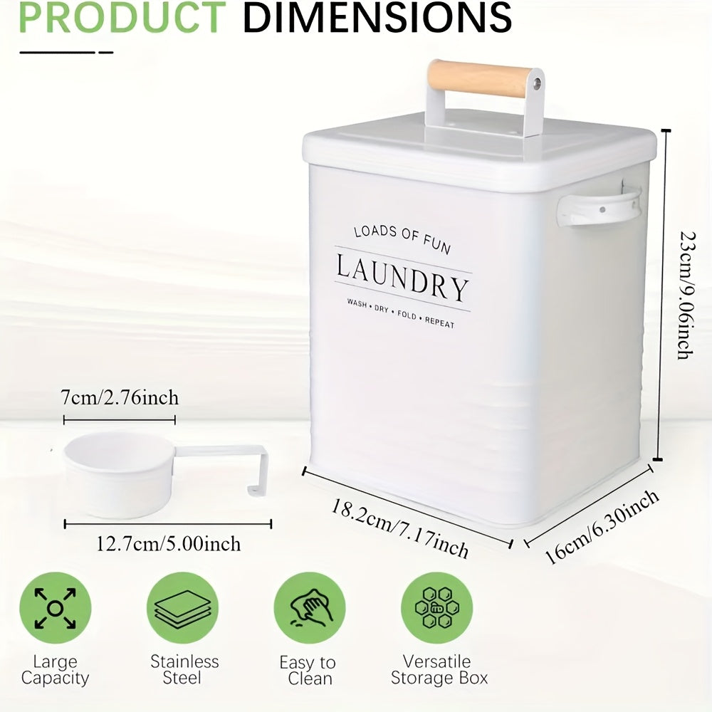 Nutshell wall-mounted laundry storage organizer in stainless steel with large capacity and versatile design