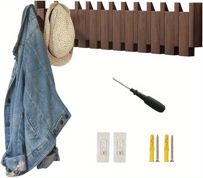 Nutshell wall mounted wooden coat hook with a stylish design for organizing jackets and hats