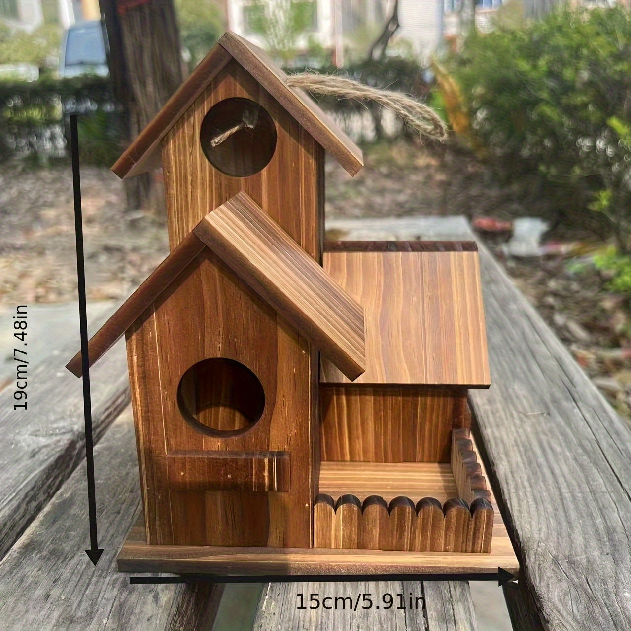 Nutshell Wooden Birdhouse in natural wood finish, perfect for attracting birds to your garden