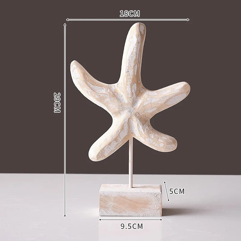 Wooden ocean theme decorations starfish ornament on a stand by Nutshell with natural wood finish