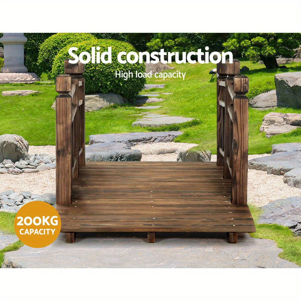 150cm Rustic Wooden Bridge Decor Garden Ornament with solid construction and high load capacity for gardens