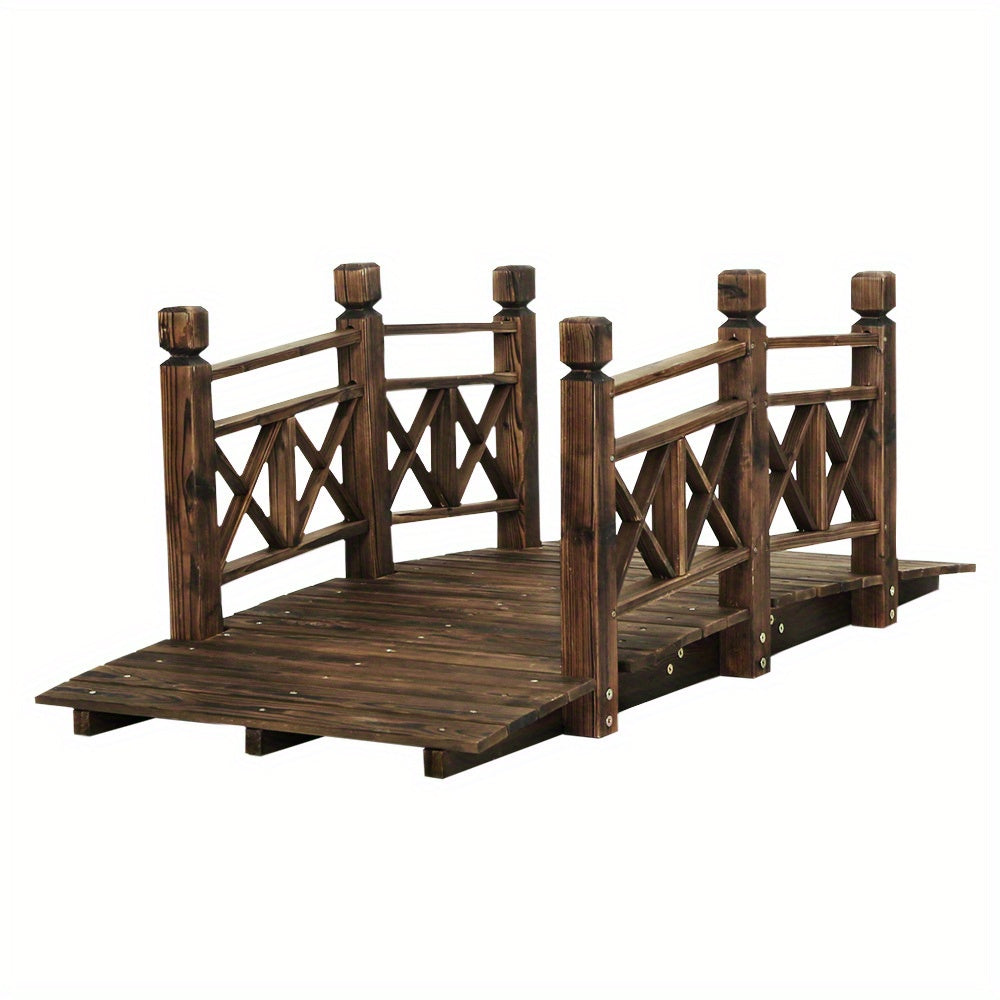 150cm Rustic Wooden Bridge Decor Garden Ornament for enhancing outdoor landscape aesthetics