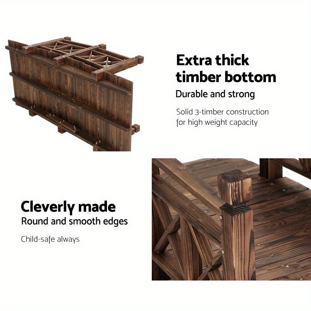 150cm Rustic Wooden Bridge Decor Garden Ornament with extra thick timber and smooth edges for durability
