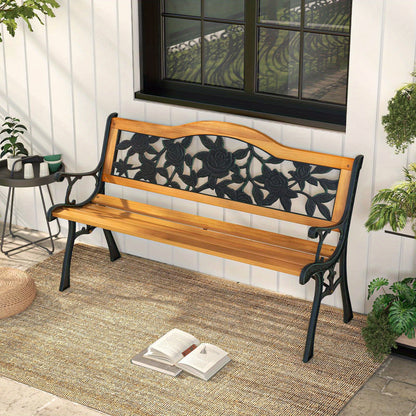 Nutshell 3-Seater Rose Pattern Wooden Bench