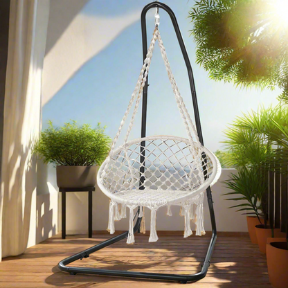 Macrame hammock chair with stand, Steel Frame