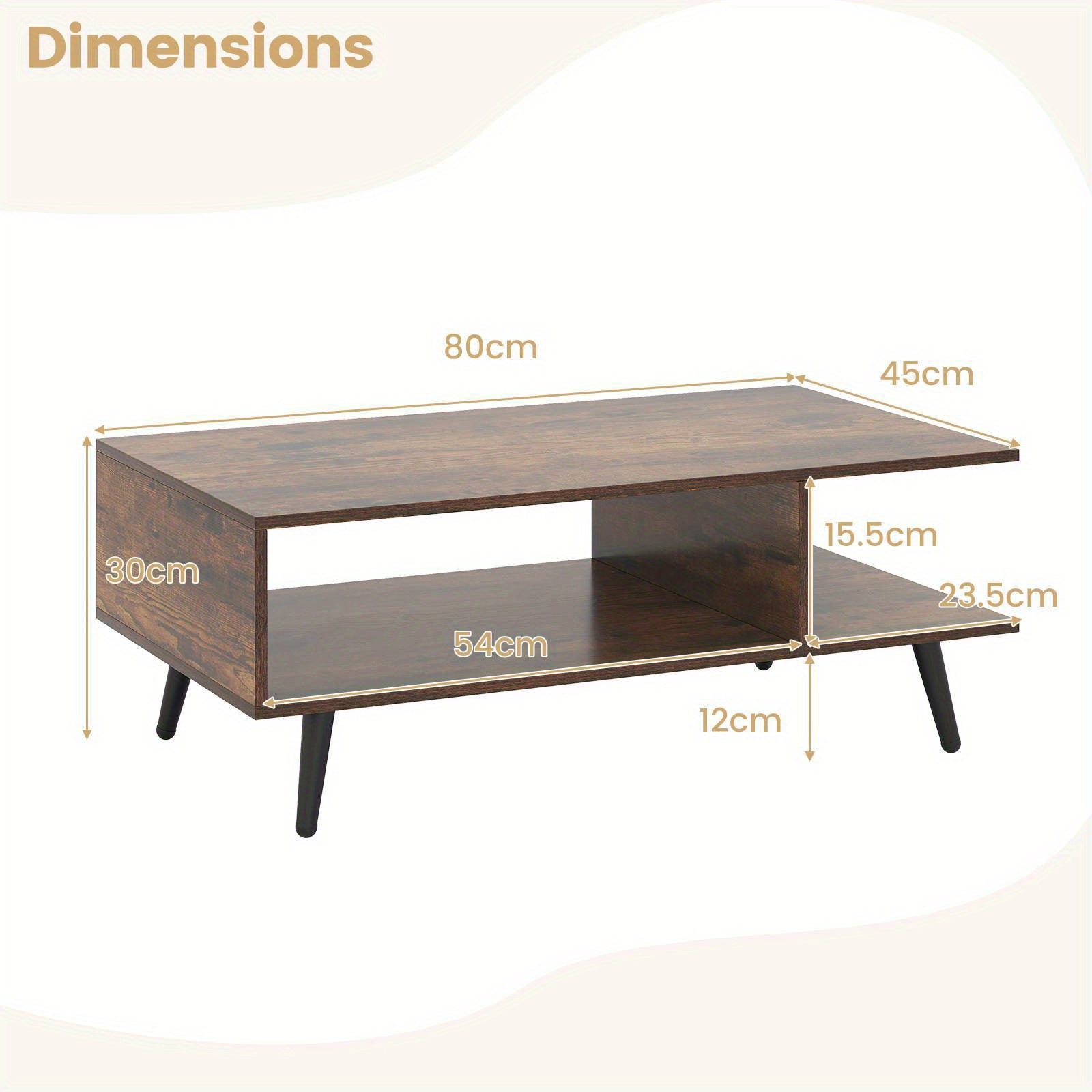 Nutshell 2 Tier square coffee table in wood finish with spacious lower shelf for storage