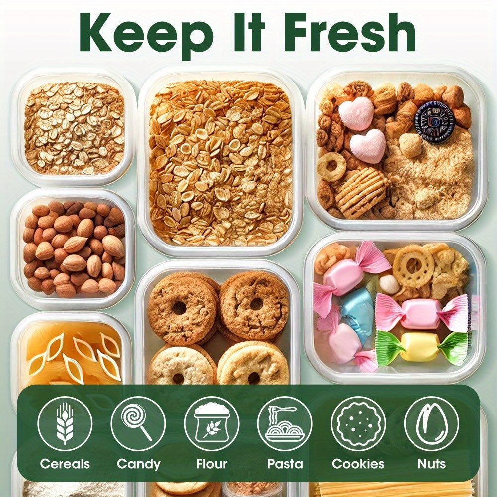 24pcs Dry Food Canisters with Lids for Storing Cereals, Cookies, Pasta, and More