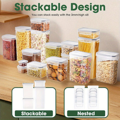 24pcs Dry Food Canisters with Lids in various sizes, designed for easy stacking and organization