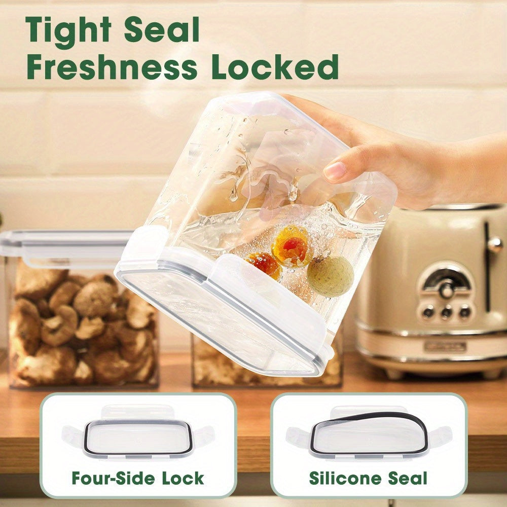 24pcs Dry Food Canisters with Lids featuring a four-side lock and silicone seal for freshness