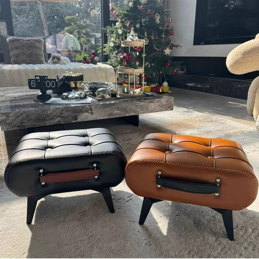 Comfortable Faux Leather Footrest Ottoman