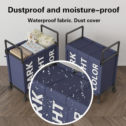 Nutshell 3-compartment laundry basket with wheels for easy transportation and waterproof fabric