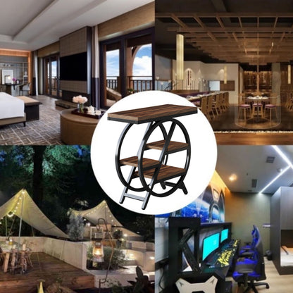 Nutshell 3 tier narrow end table with storage in stylish indoor and outdoor settings